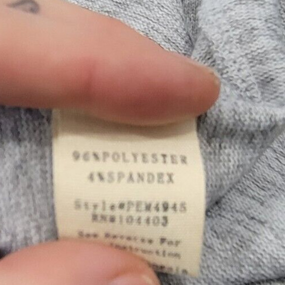 Perch By Blu-Pepper Womens 1X Gray Polka Dot Button Up Crop Tie Bottom Sweater - Picture 6 of 6